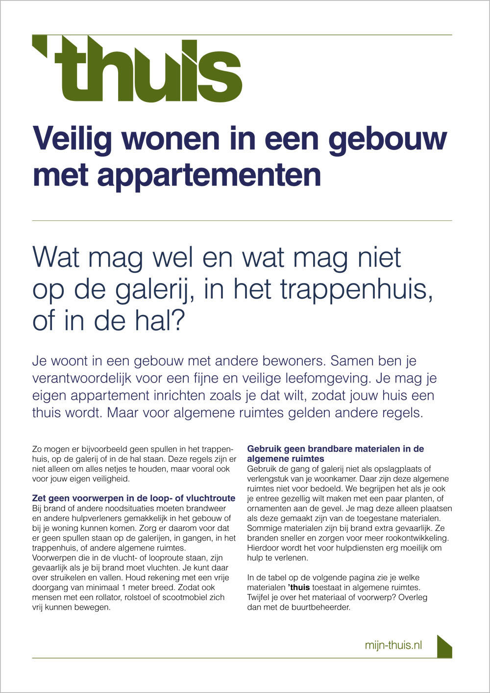 Folder Brandveiligeid in appartementen